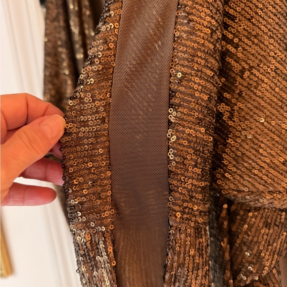 Norma Kamali Bronze Sequin Long Sleeve Dress - Picture 12 of 13
